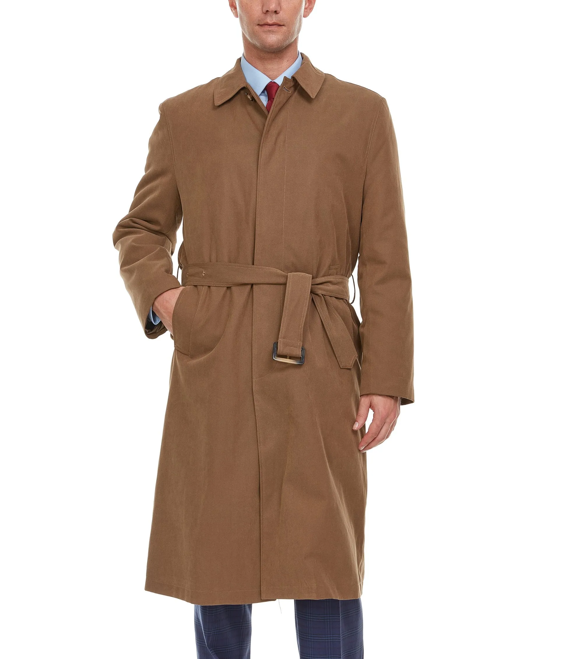 Adam Baker Men's Single Breasted Full Length Trench Coat All Year Round Raincoat