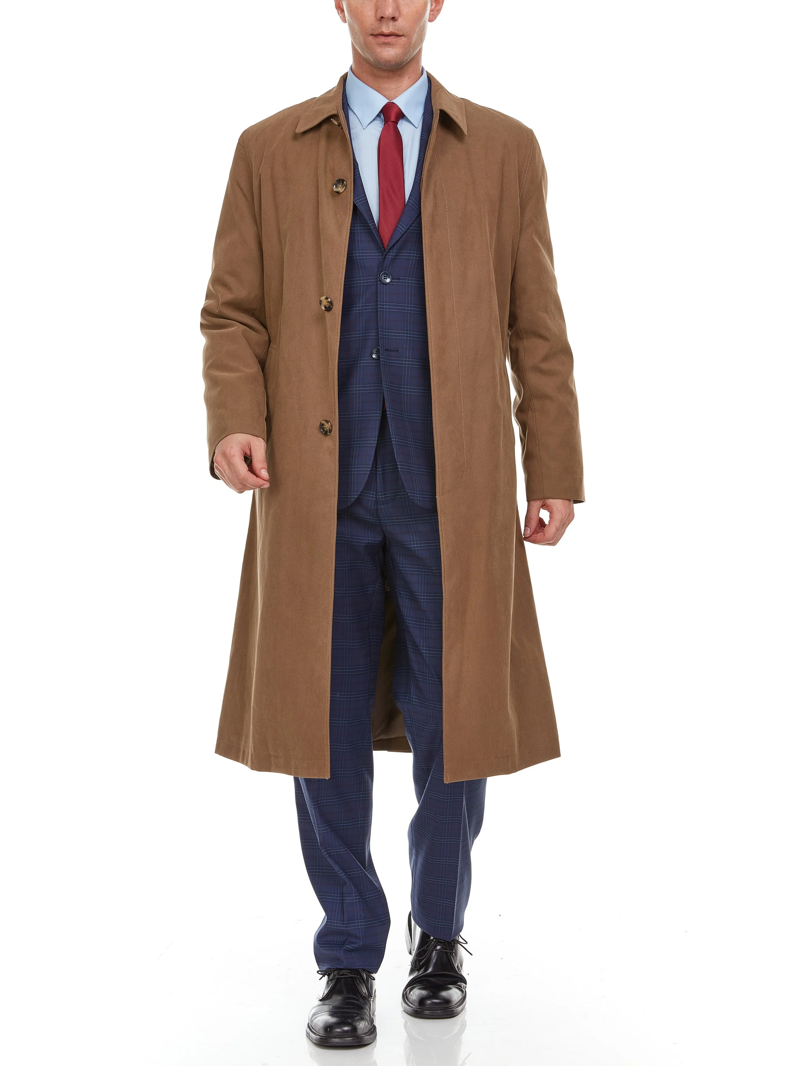 Adam Baker Men's Single Breasted Full Length Trench Coat All Year Round Raincoat