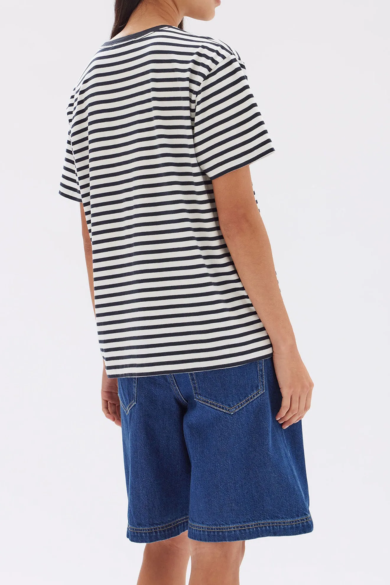 Assembly Label - Harbour Stripe Short Sleeve Tee - Navy/White