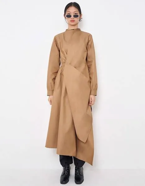 Asymmetry Draped Waterproof Coat