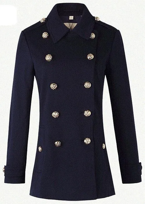 Back Pleat Military Coat in Black