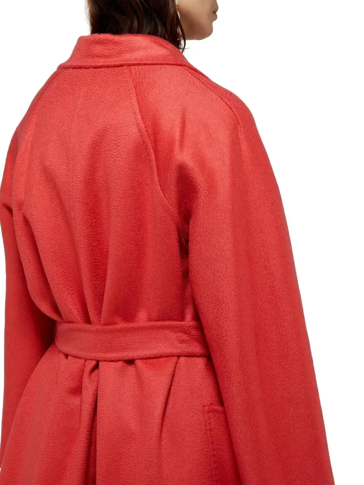 Belted Cashmere and Wool Coat in Red