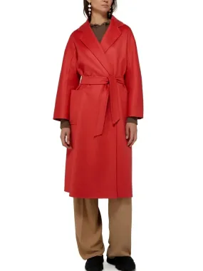 Belted Cashmere and Wool Coat in Red