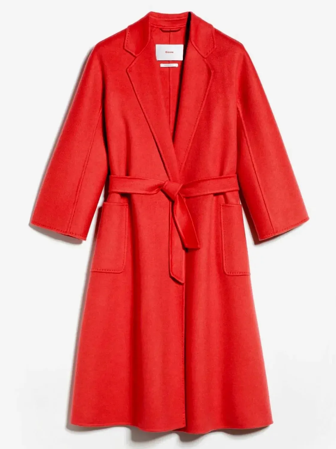 Belted Cashmere and Wool Coat in Red