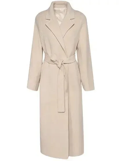 Belted Cashmere Wool Wrap Coat, Arcade White