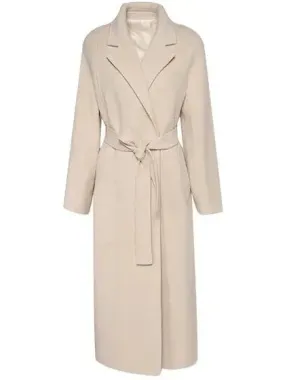 Belted Cashmere Wool Wrap Coat, Arcade White