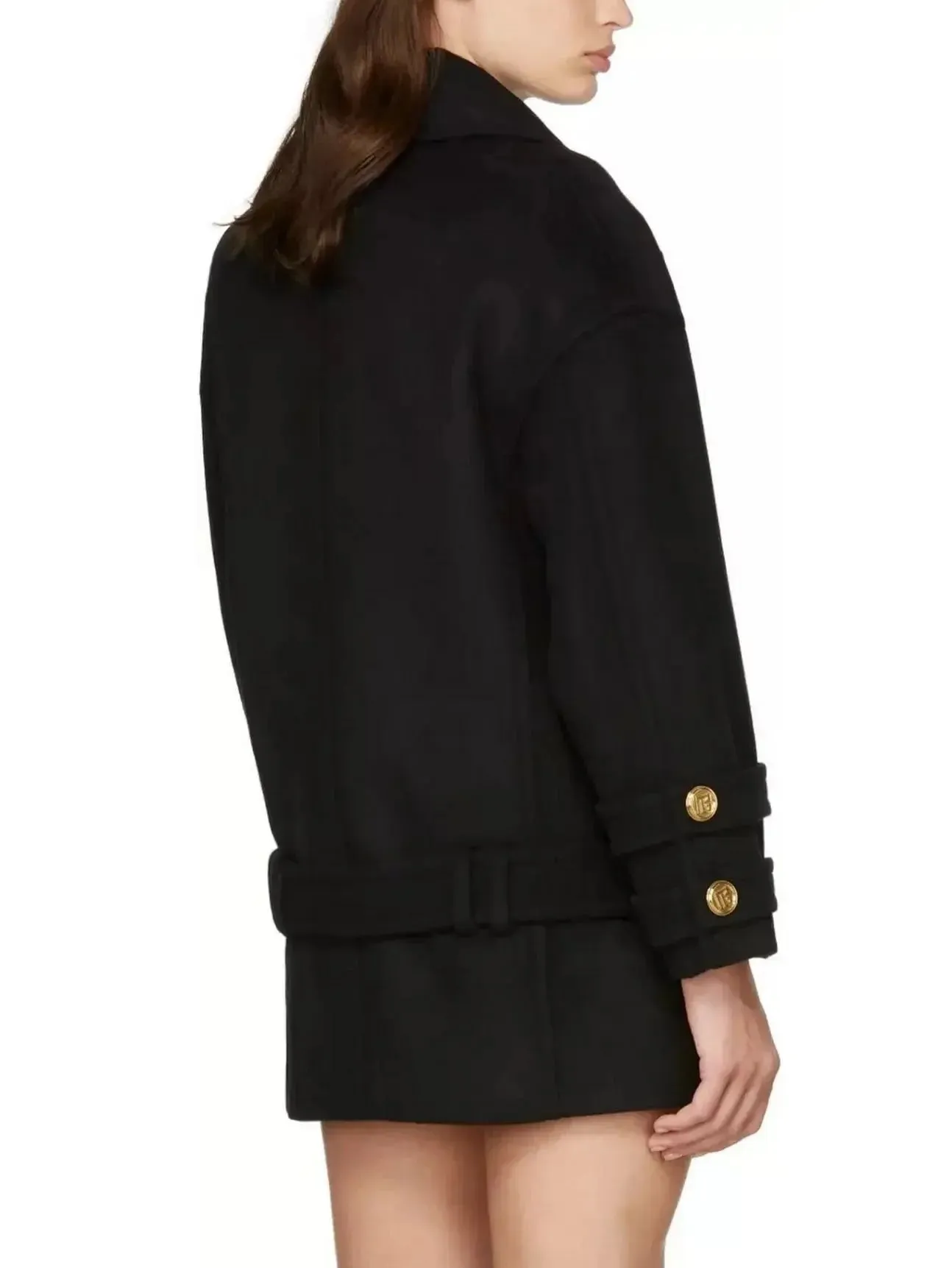 Belted Double-Breasted Cashmere Short Coat