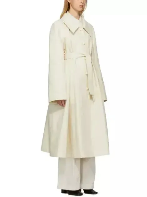 Belted Single-Breasted Linen-Blend Trench Coat