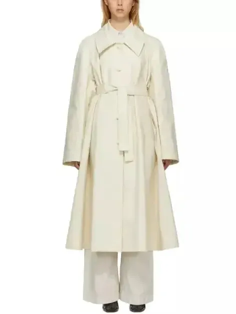 Belted Single-Breasted Linen-Blend Trench Coat