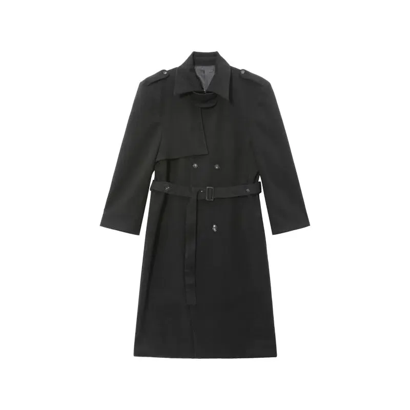 Black Double-breasted Wool Coat