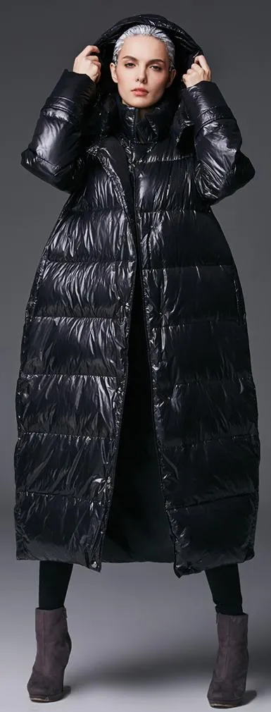 Black Oversized Long Puffer Coat