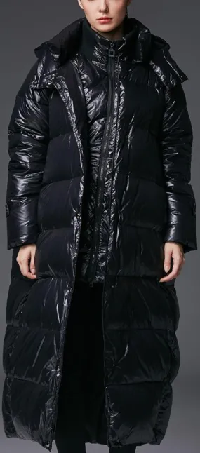 Black Oversized Long Puffer Coat