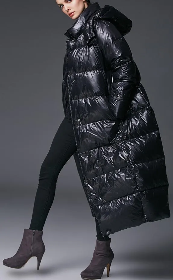 Black Oversized Long Puffer Coat