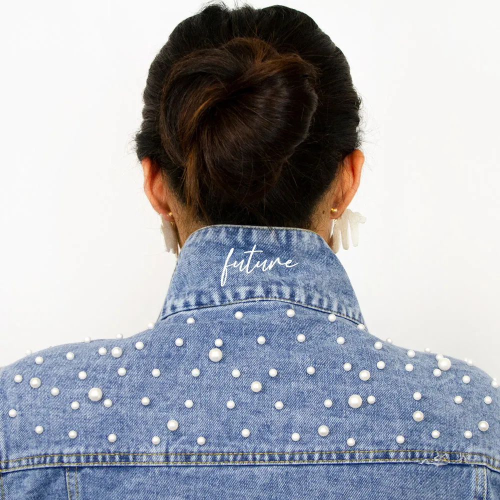 (Blue Pearl) Personalized Mrs Denim Jacket Gifts