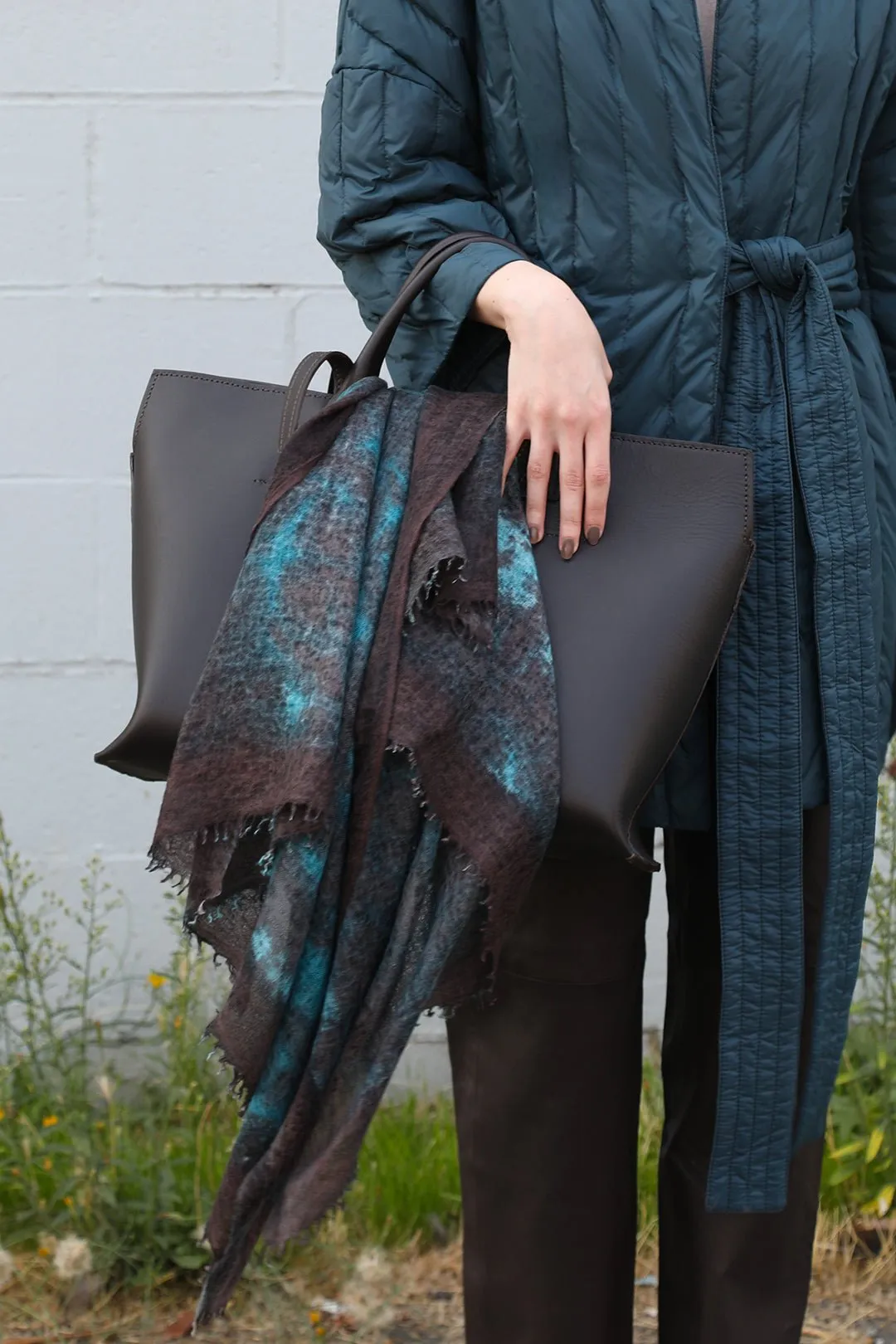 BRONZED TURQUOISE SCARF IN HAND DYED CASHMERE