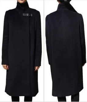 Buckle Cashmere & Wool Blend Coat in Black