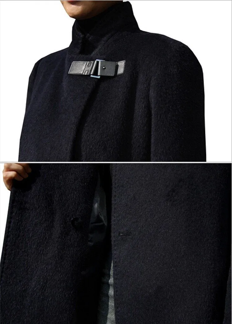 Buckle Cashmere & Wool Blend Coat in Black