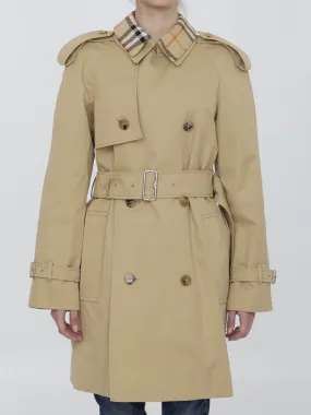 Burberry Short Detachable Collar Gabardine Trench Coat