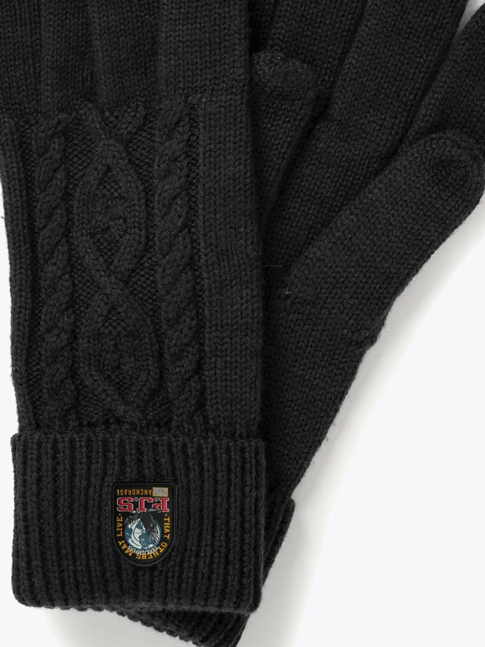 cable-knit wool gloves