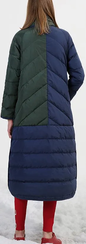 Color-Block Down-Fill Coat with Scarf