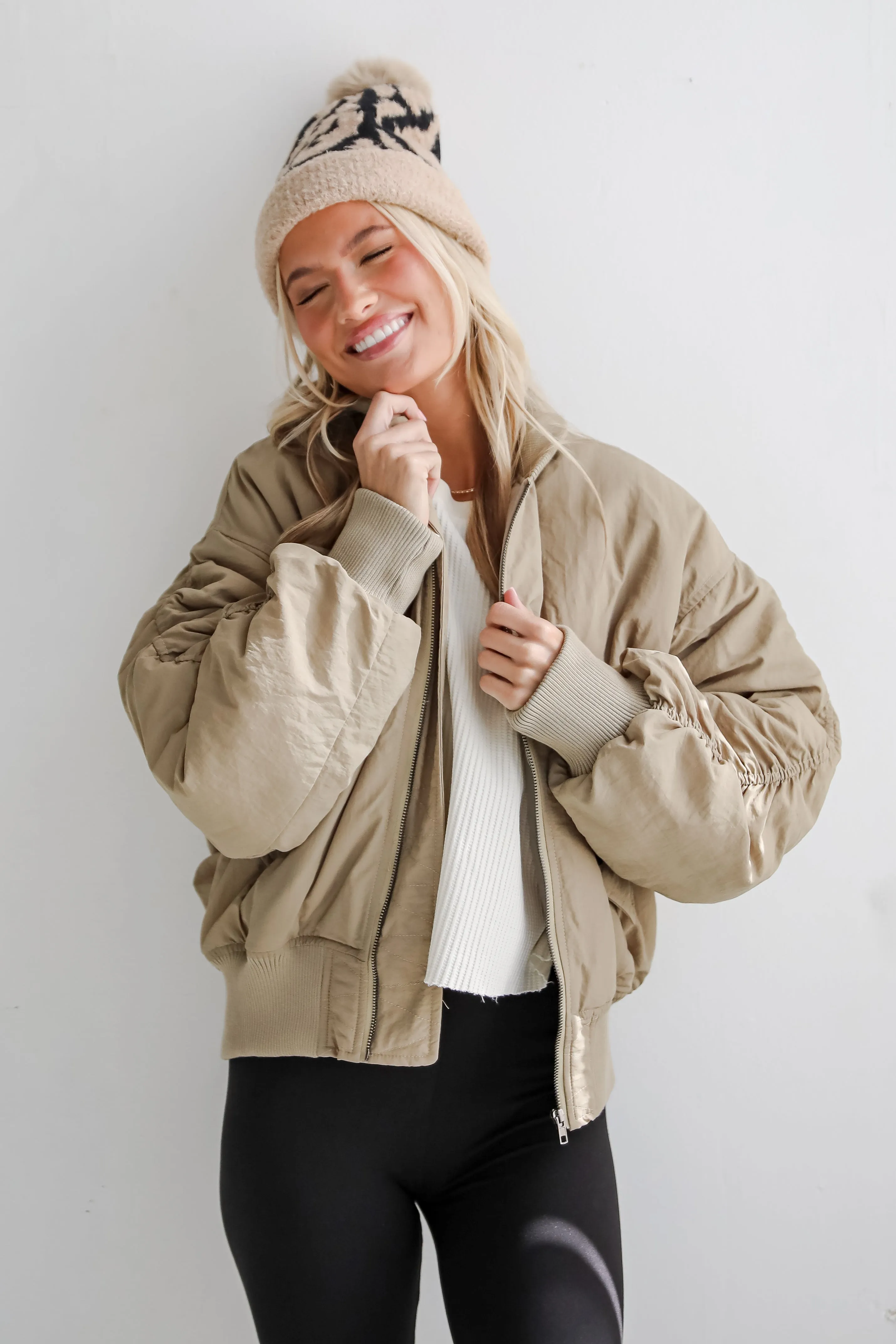 Coziest Forecast Light Olive Bomber Jacket