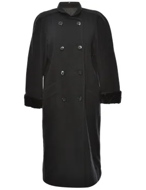 Double-Breasted Black Classic Coat - L