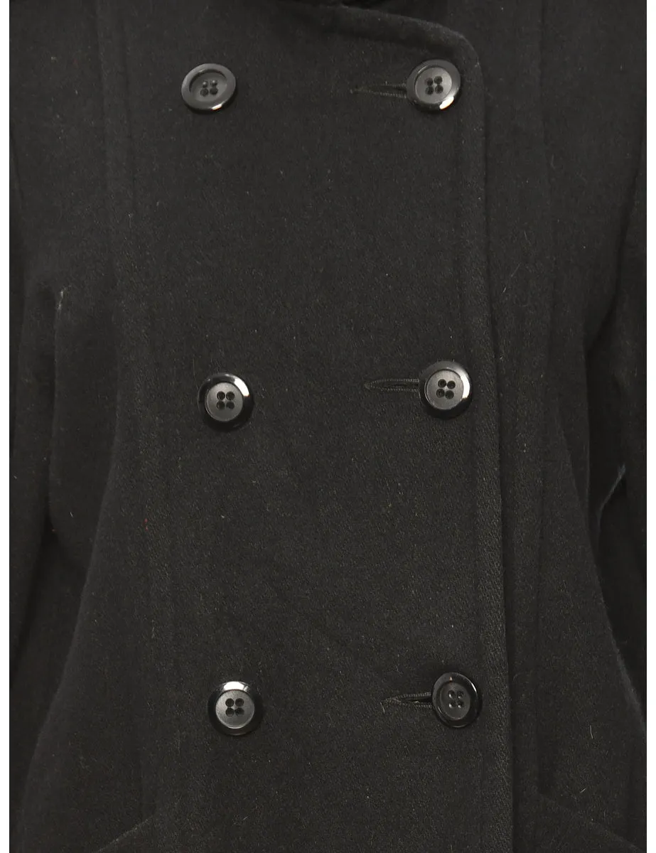 Double-Breasted Black Classic Coat - L