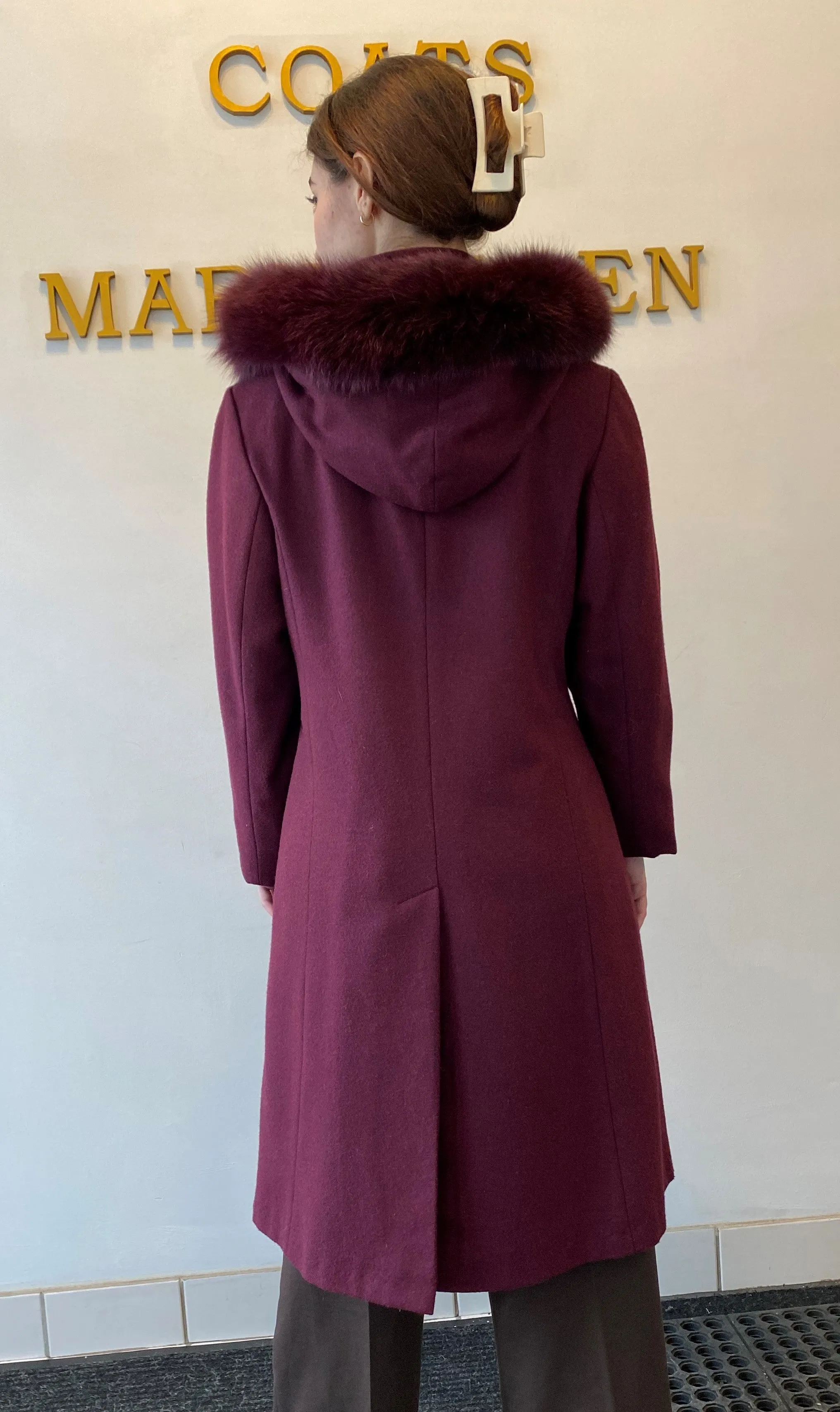 Elena Coat - 100% Pure Virgin Merino Wool - Detachable Fox Hood