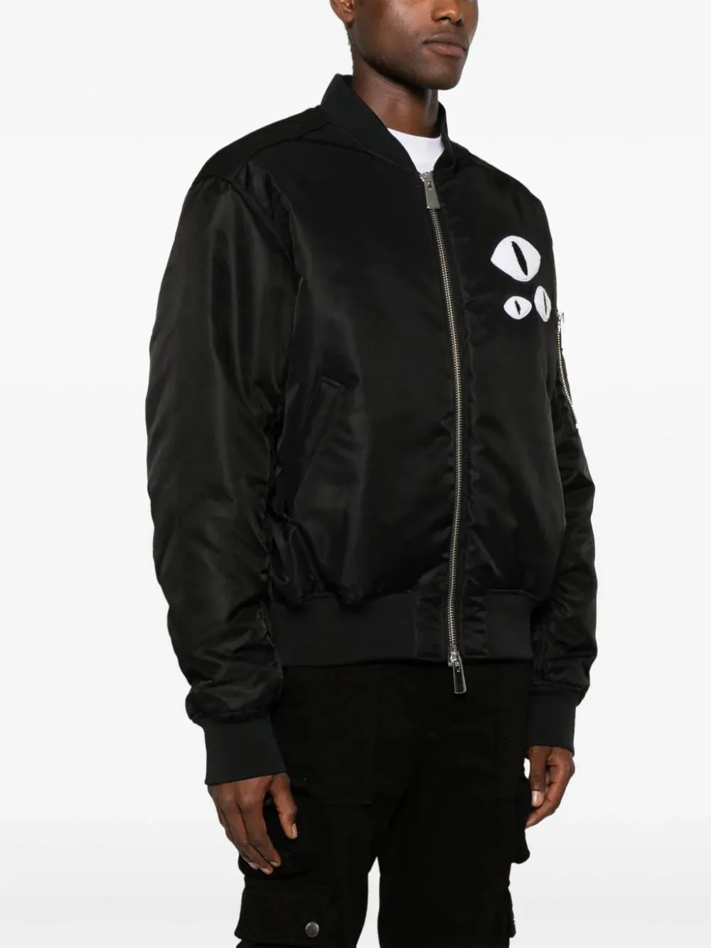 Eye-Patch Padded Bomber Jacket