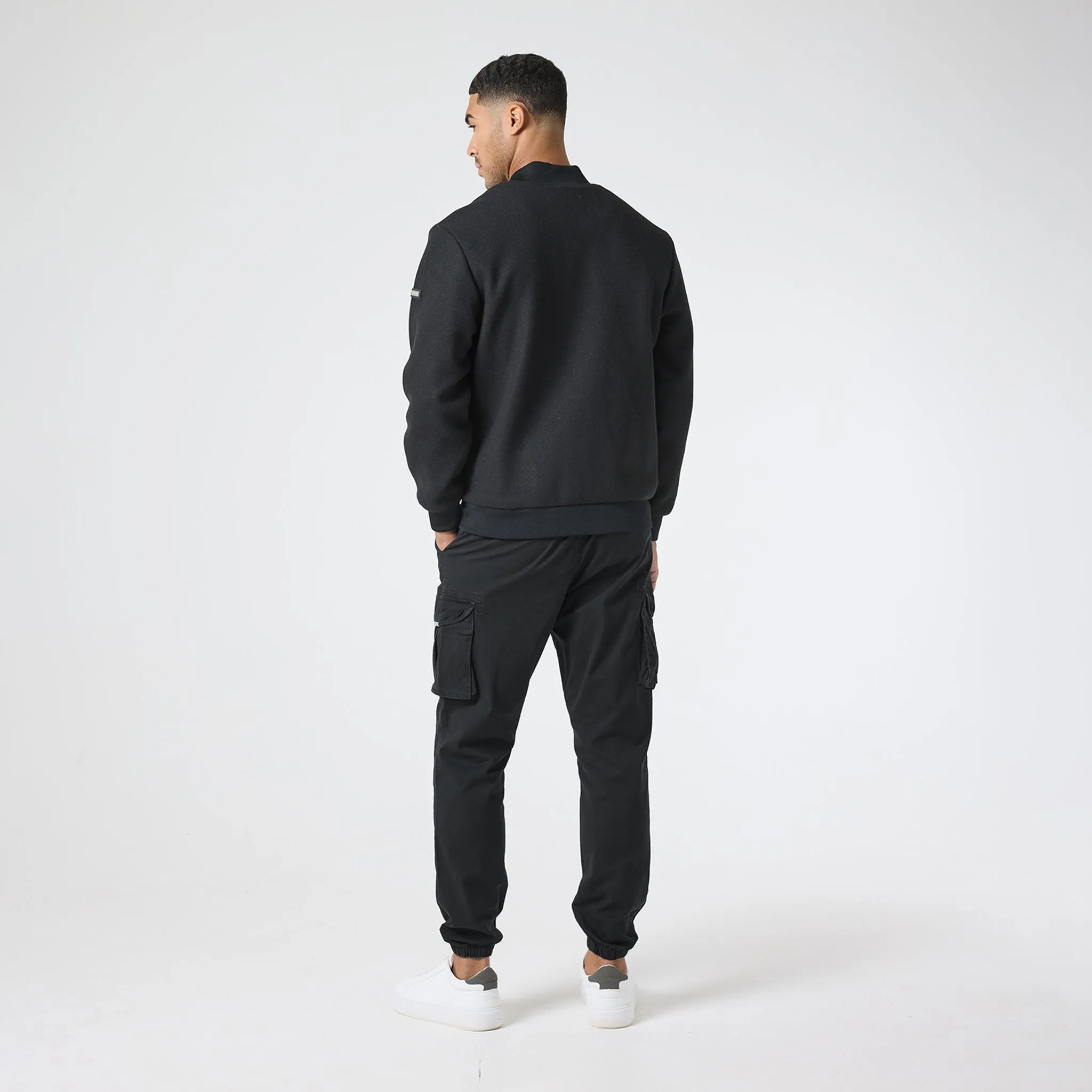 Faux Wool Smart Bomber | Black