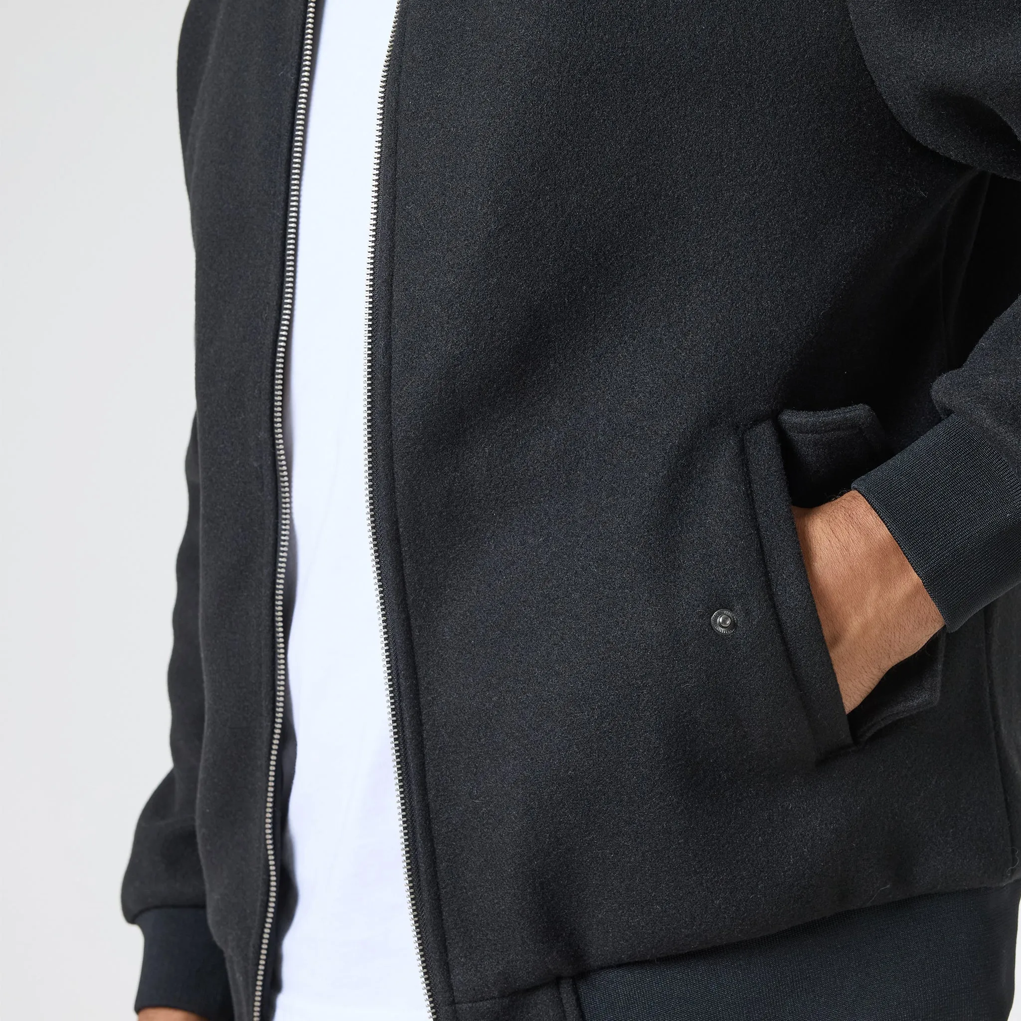 Faux Wool Smart Bomber | Black