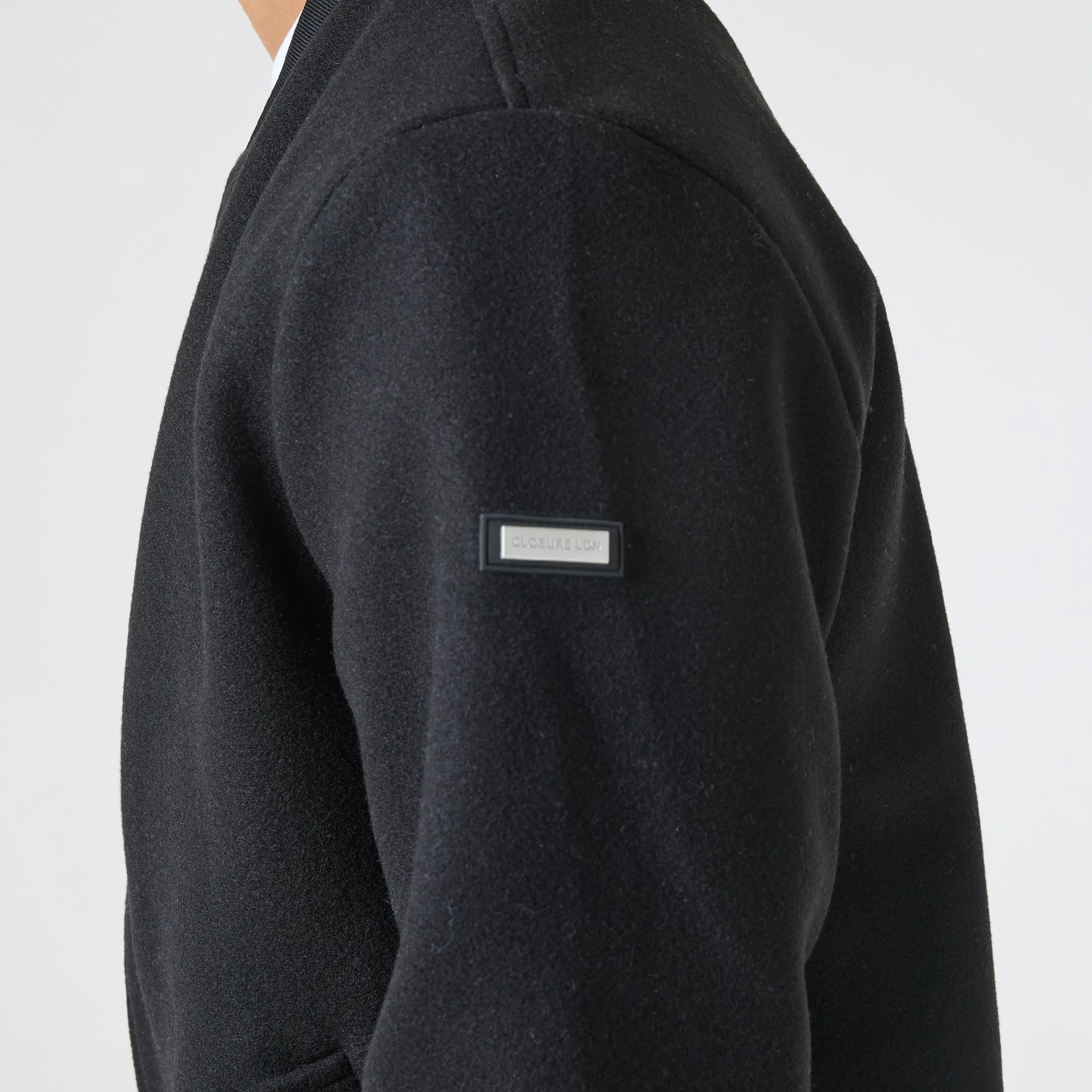 Faux Wool Smart Bomber | Black