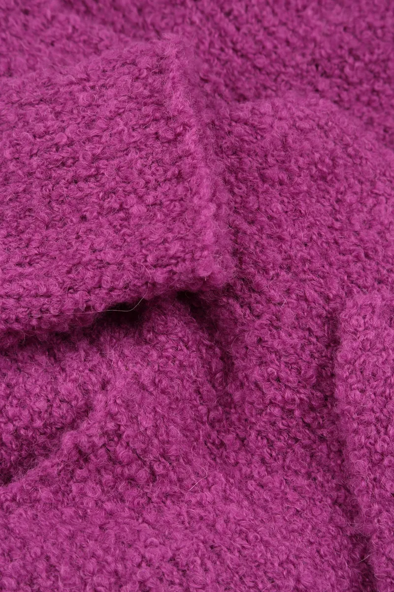 Flared Royal Fuchsia Alpaca Wool Cardigan