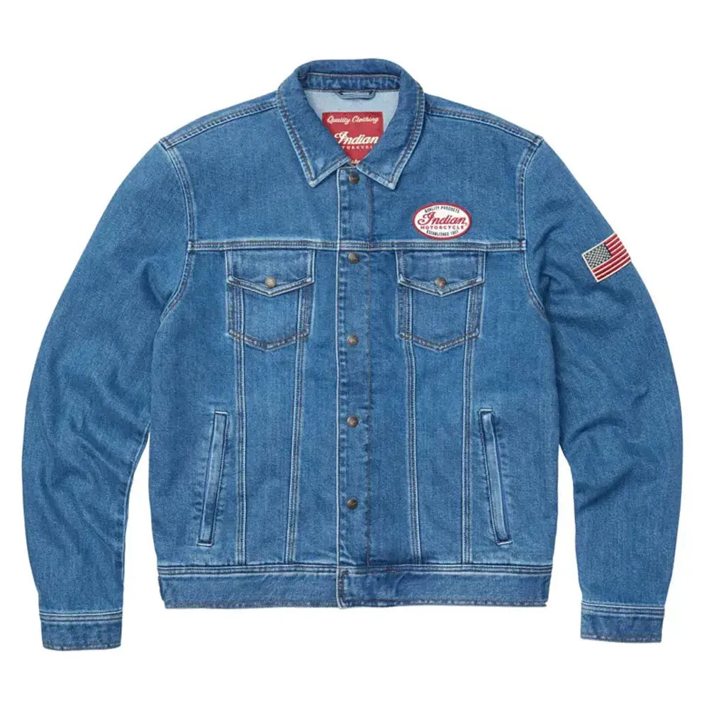 Indian Motorcycle  Polaris Mens Denim Jacket Warm Soft Comfortable Durable Blue