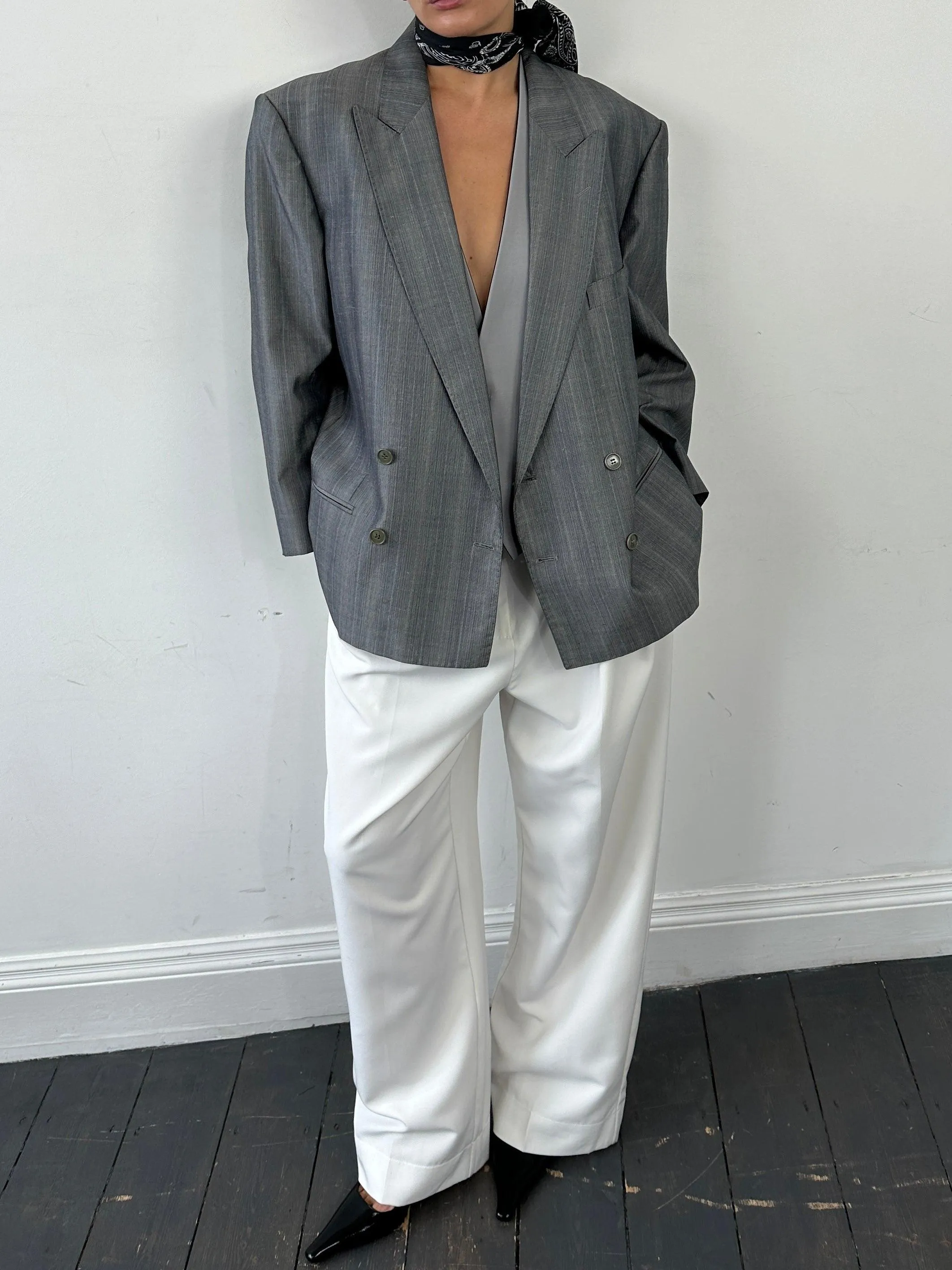 Italian Vintage Boxy Wool Double Breasted Blazer - L/XL