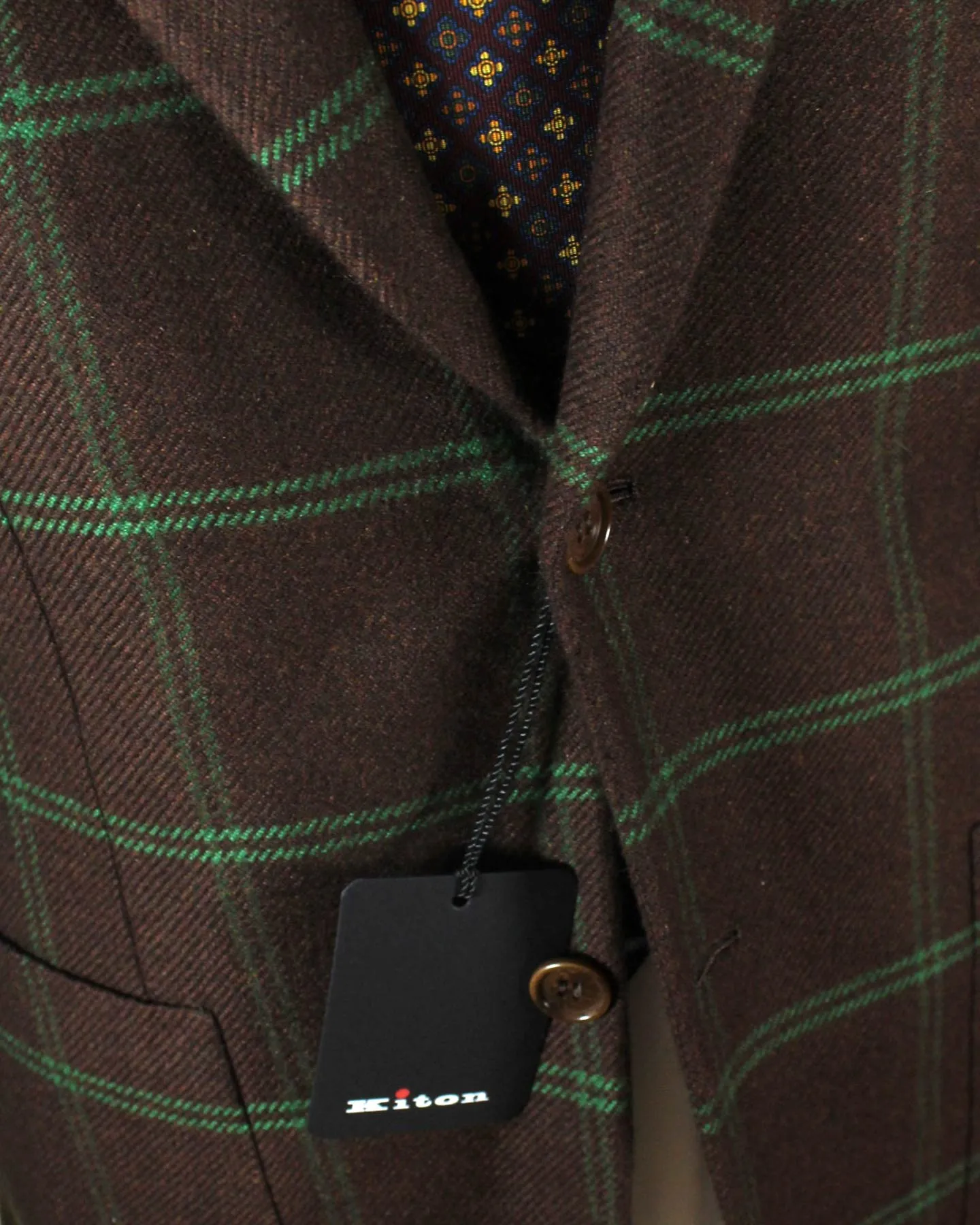 Kiton Cashmere Sport Coat Maroon Green Windowpane 2 Button EUR 50/ US 40 R SALE