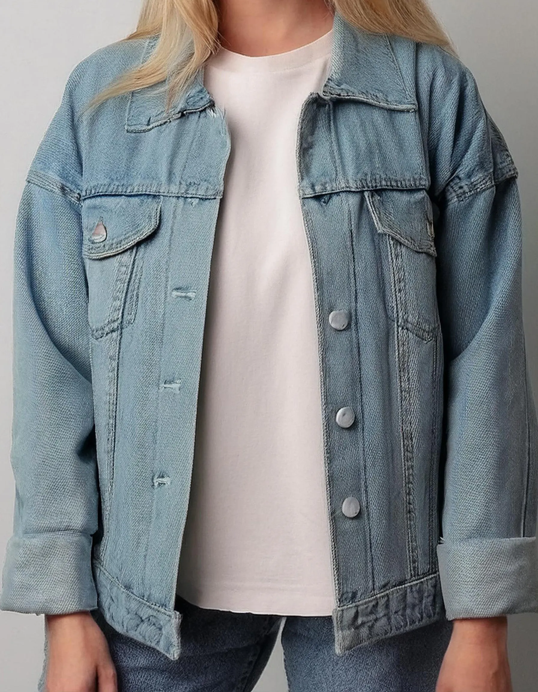 Light Wash Oversized Denim Jacket