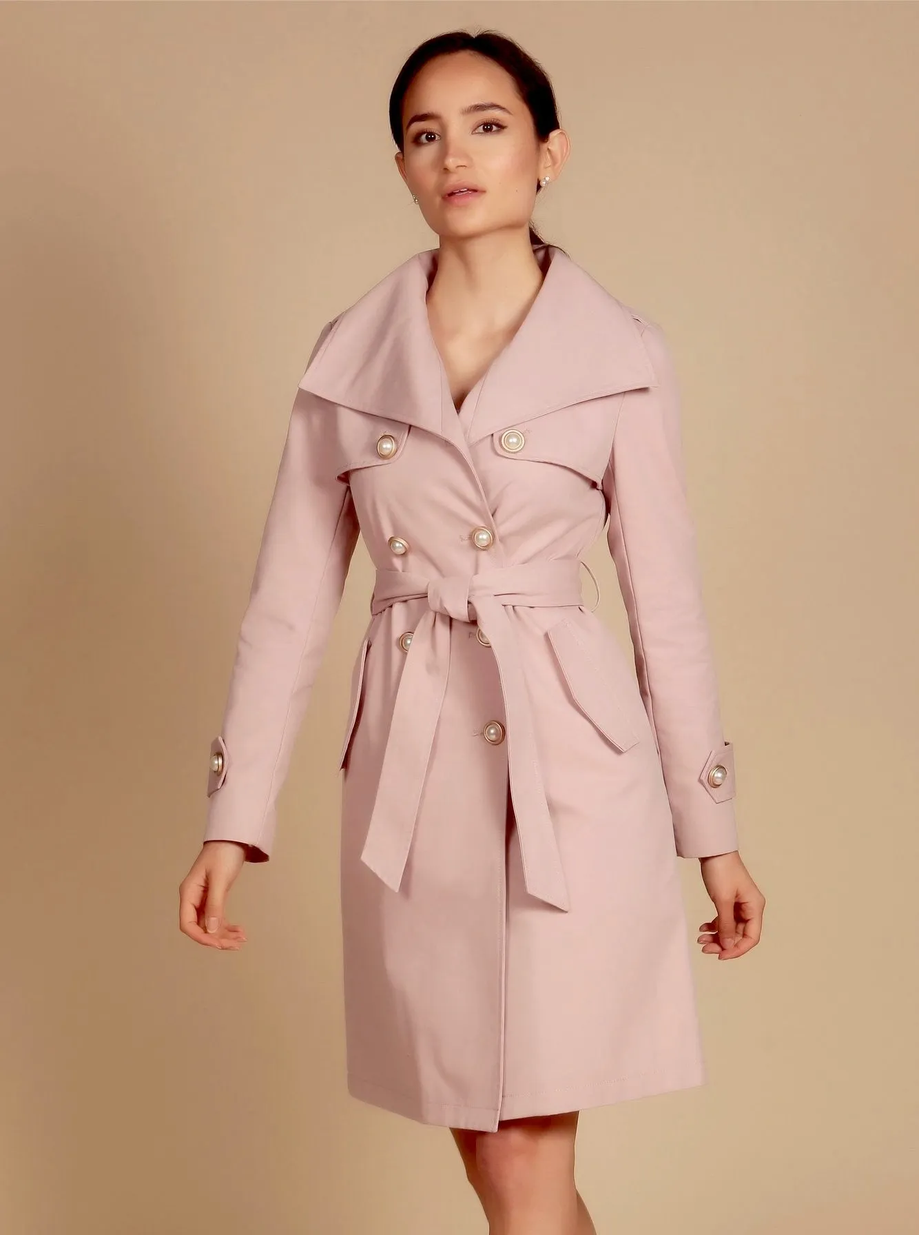 'Malena' Cotton Trench in Polverosa Rosa