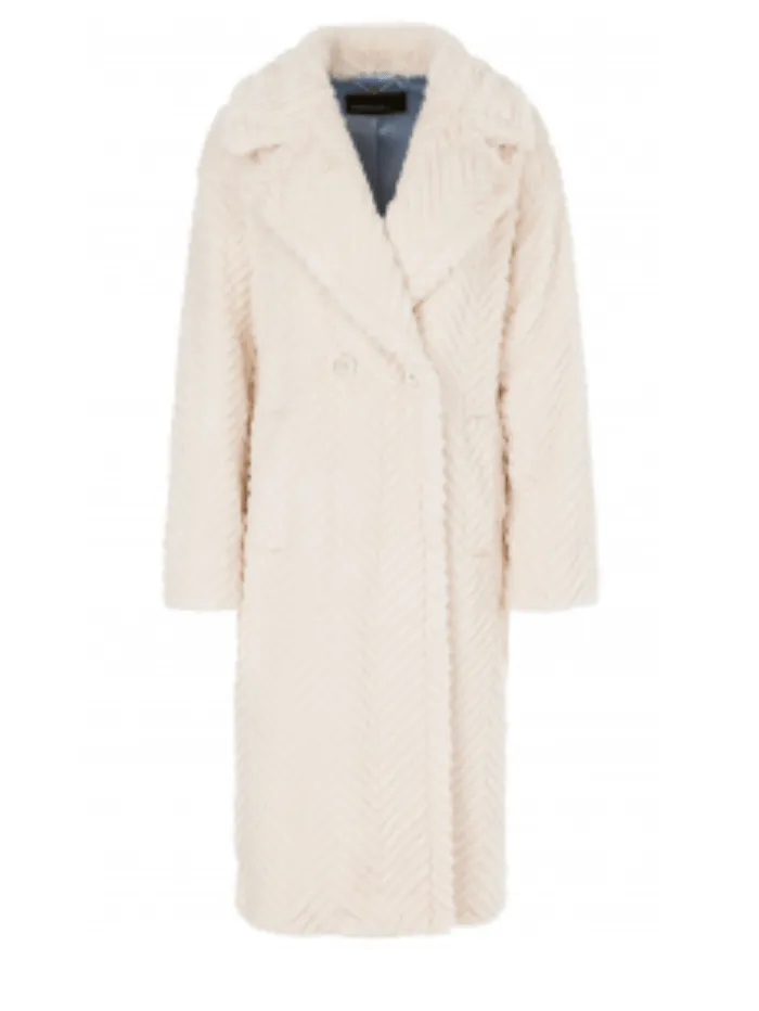 Marc Cain Collections Double Breasted Coat In Light Beige XC 11.17 W95 Col 182