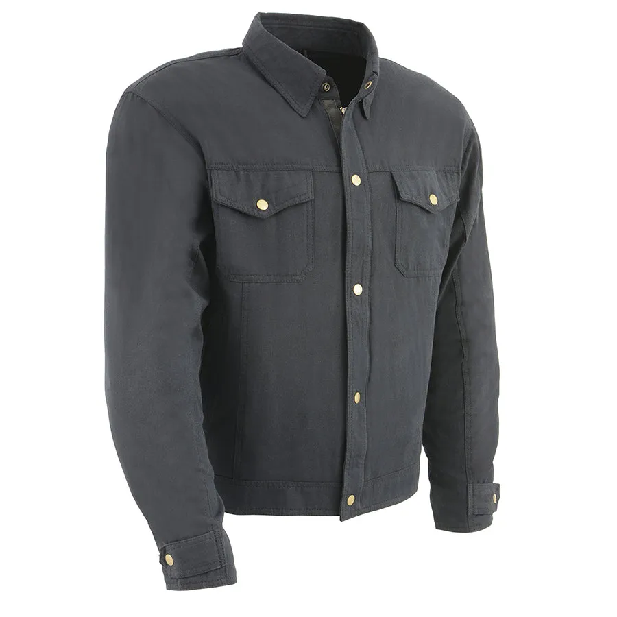 Men’s Black Armored Biker Shirt w/ Reinforced Fibers