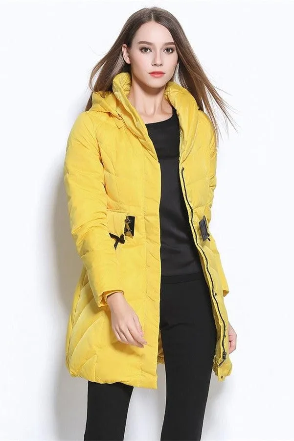 Newest Yellow Winter Women's Comfy Thickening Coat Long Down Jacket D10