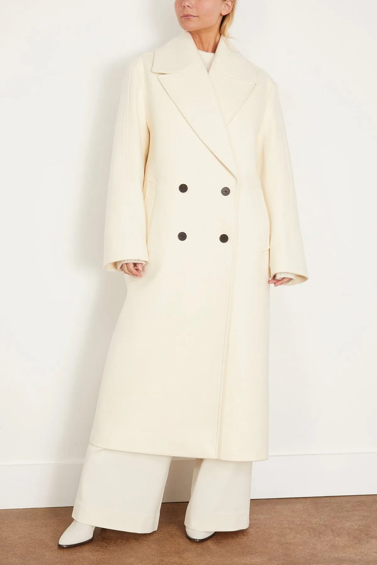 Oversized Double Breasted Coat in Off White