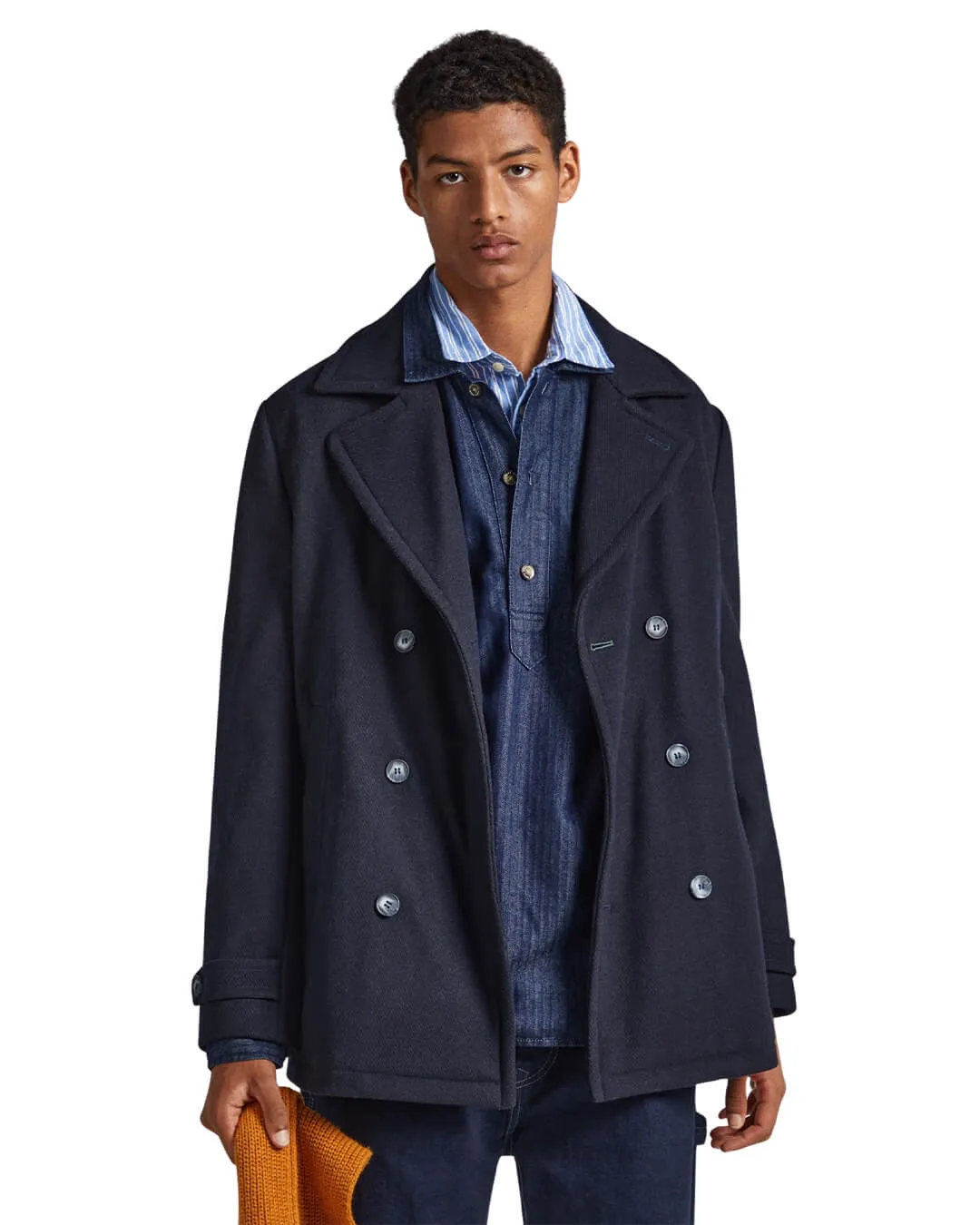 Pepe Jeans Navy Double Breasted Coat