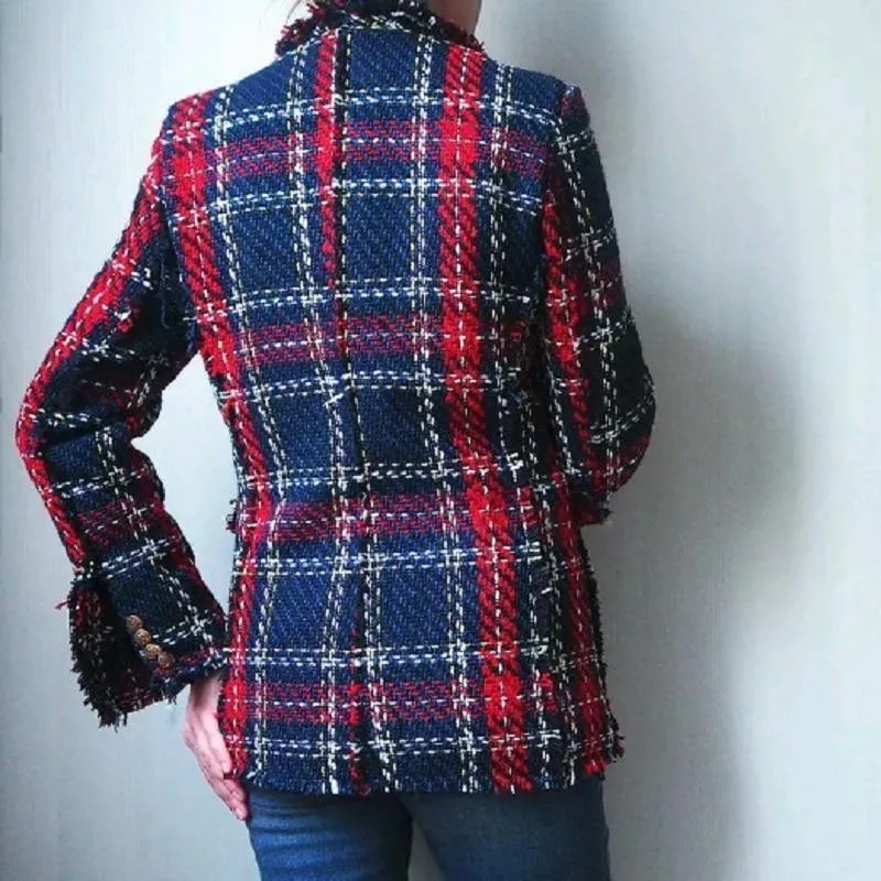 Plaid Blazer, Women Tweed Jacket