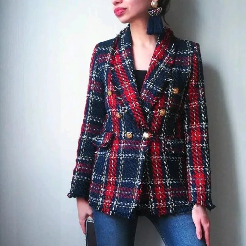 Plaid Blazer, Women Tweed Jacket