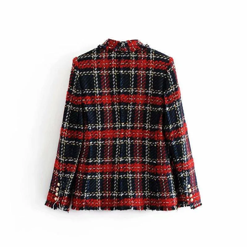 Plaid Blazer, Women Tweed Jacket