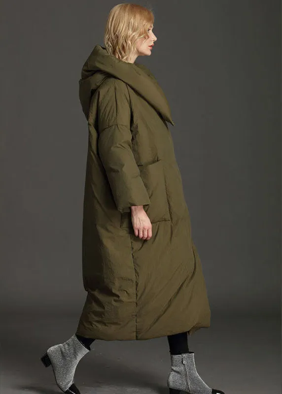 Plus Size Grey hooded Loose Winter Duck Down Puffer Coat