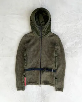 PRADA SPORT FW99 KNIT & NYLON HOODED JACKET