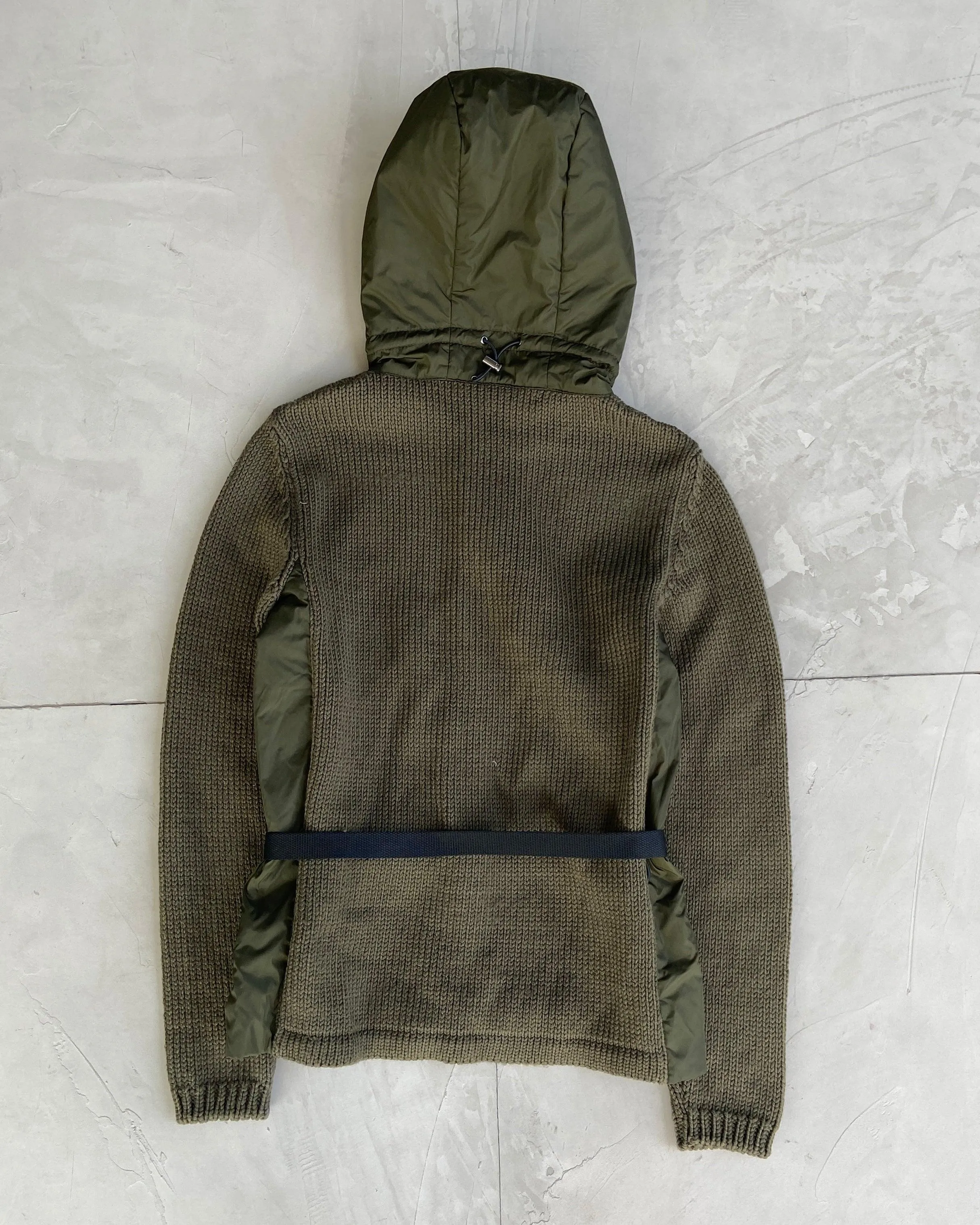 PRADA SPORT FW99 KNIT & NYLON HOODED JACKET