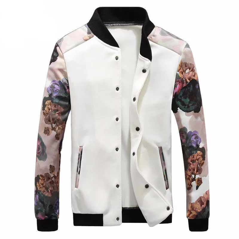 Spring Bomber Jacket with Flower Accent